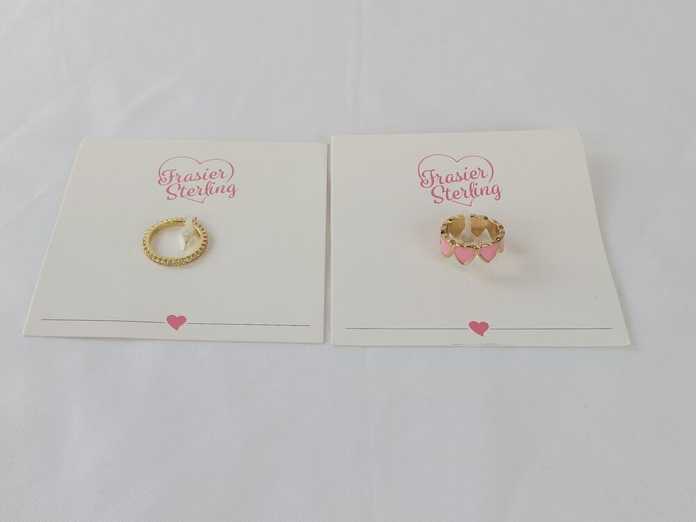 Frasier Sterling Ring Bundle Gold Tone Infinity Heart & Rhinestone Rings Size 5